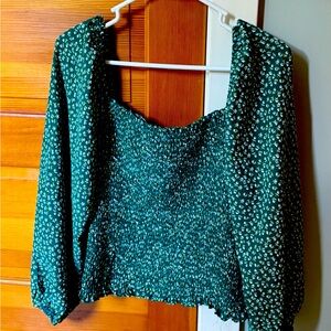 Sea green floral blouse